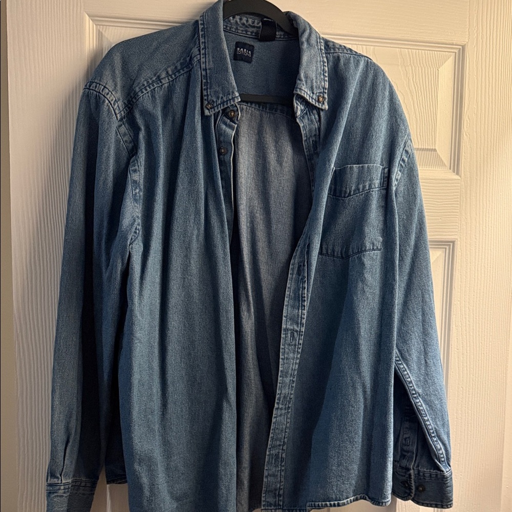 Basic Editions Oversized Denim Button Down Shirt … - image 1